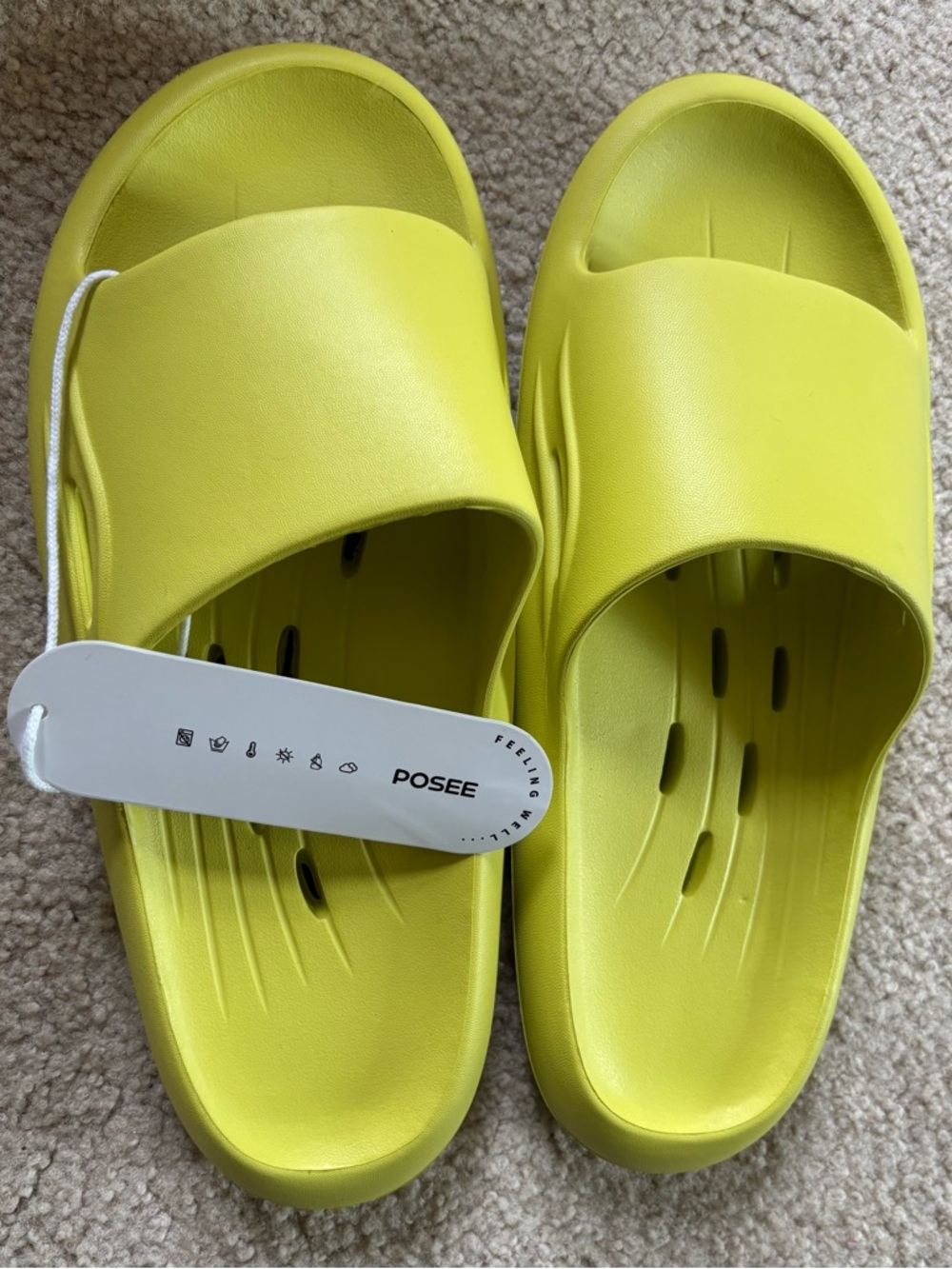 POSEE Neon Yellow Slide Sandals